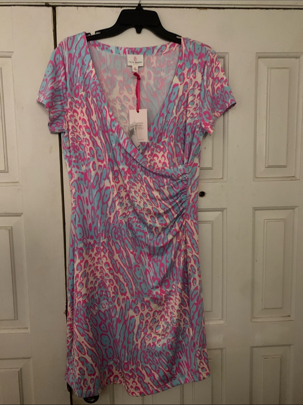 JB by Julie Brown Pink & Light Blue Animal Print Wrap-Style Chemise
